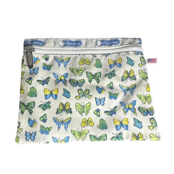 LeSportsac Butterfly Print Zip Pouch Cosmetic Bag Made in USA 80’s vintage - Picture 1 of 5